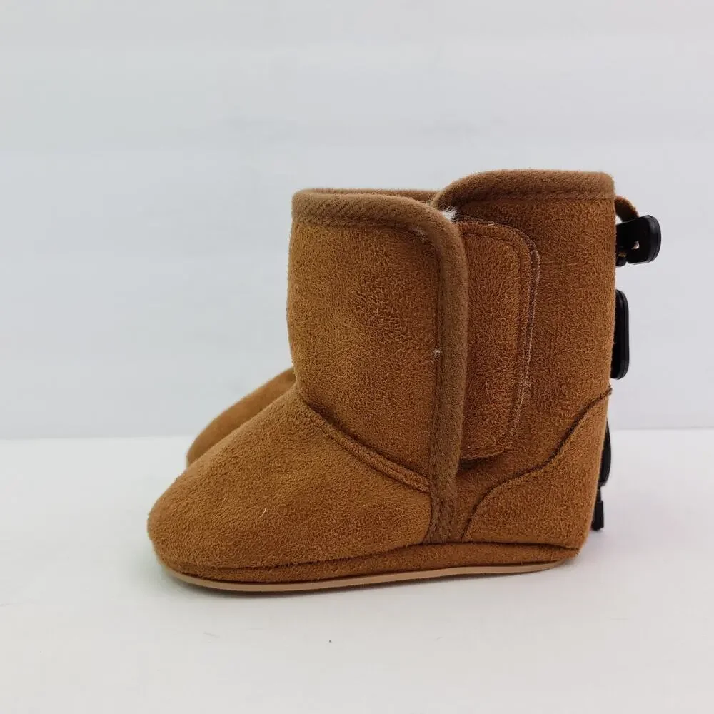 Zac & Evan Infant Baby Size 2 3-6 Months Brown Suede Slipper Boots